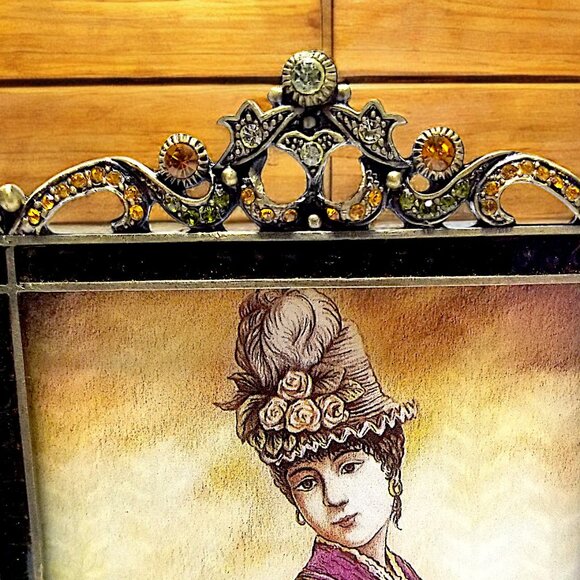 Tizo Italian Enamel Metal Photo Frame Retired Swarovski Crystals Ornate 3x3 - Picture 11 of 16